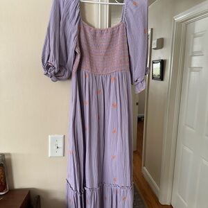 In Bloom Lavender Dress with Orange Details